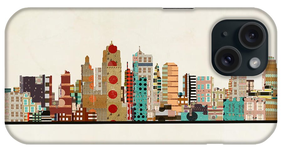 Kansas City iPhone Case featuring the painting Kansas City Skyline #2 by Bri Buckley