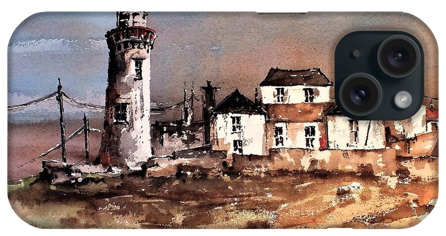 Ireland iPhone Case featuring the painting F 708 Loophead Lighthouse, Clare by Val Byrne