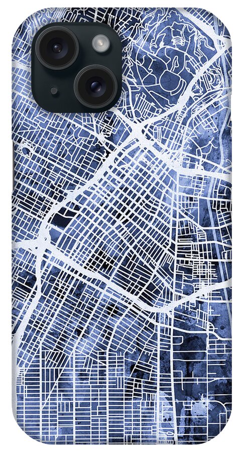Los Angeles iPhone Case featuring the digital art Los Angeles City Street Map #2 by Michael Tompsett
