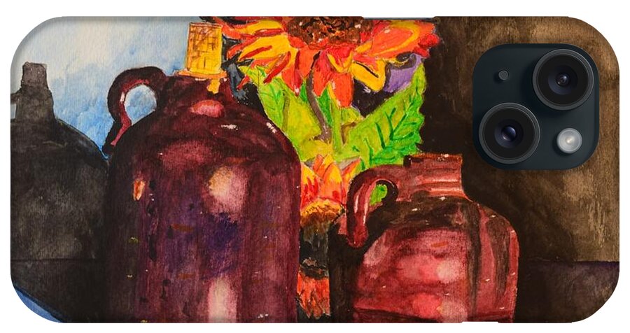 Watercolor iPhone Case featuring the painting 2 old Jugs 1.. by Melvin Turner