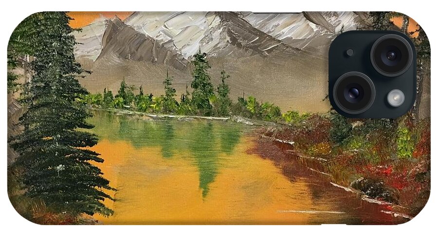 Lake iPhone Case featuring the painting Pine Lake #2 by David Bartsch