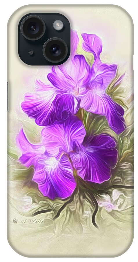 Iris iPhone Case featuring the digital art Purple Iris #2 by Bonnie Willis