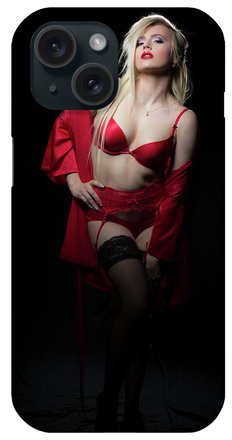 Sexy iPhone Case featuring the photograph Red Lingerie #2 by La Bella Vita Boudoir