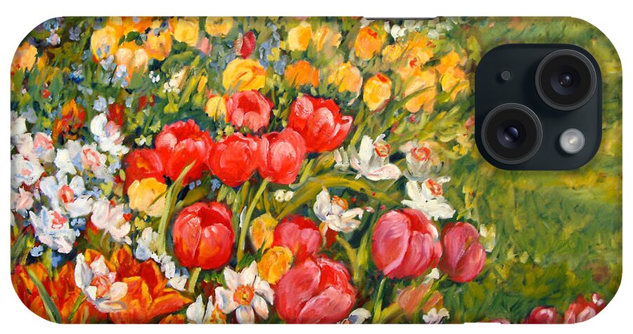 Flowers iPhone Case featuring the painting Red Tulips #2 by Ingrid Dohm