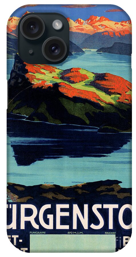 Travel iPhone Case featuring the drawing Switzerland Vintage Travel Poster Restored #4 by Vintage Treasure