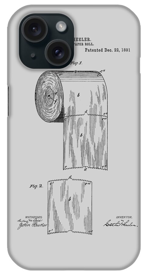 Toilet Paper iPhone Case featuring the photograph Toilet Paper Roll Patent 1891 #3 by Chris Smith