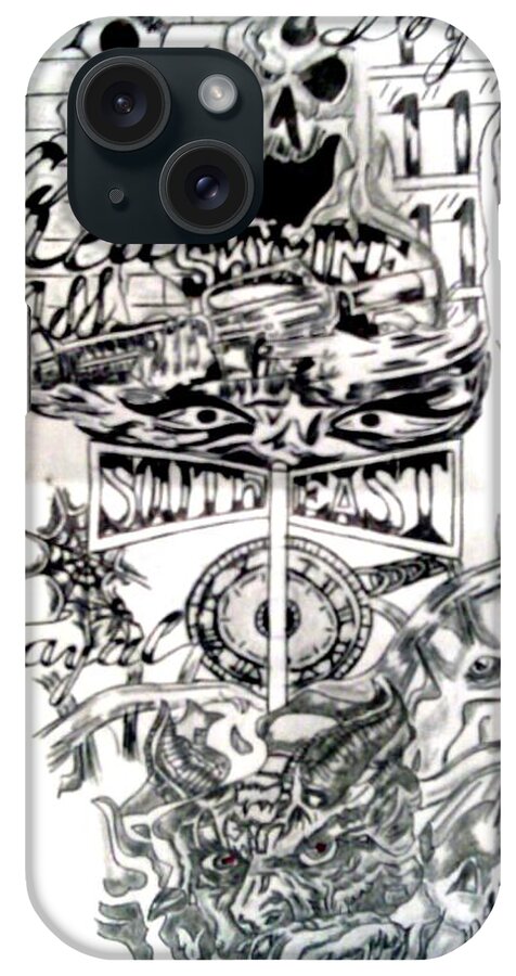 Prison Art iPhone Case featuring the drawing Untitled #2 by GungyRu 