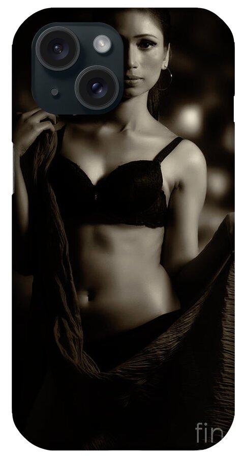 Seductive iPhone Case featuring the photograph Women in Black Lingerie #2 by Kiran Joshi