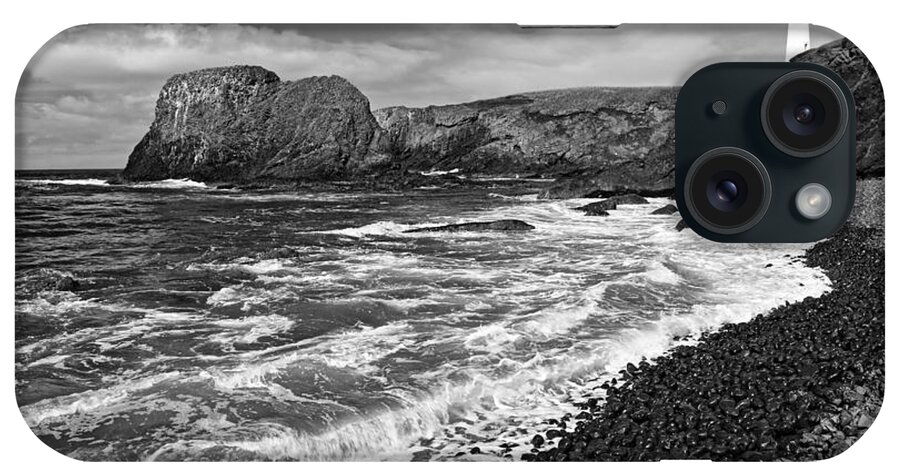 Yaquina Lighthouse iPhone Case featuring the photograph Yaquina Lighthouse on top of rocky beach #2 by Jamie Pham