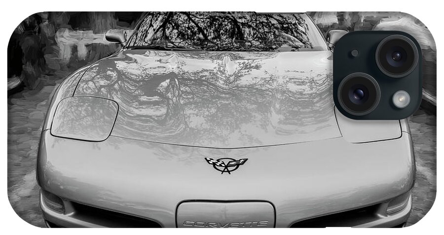 2001 Corvette iPhone Case featuring the photograph 2001 Corvette LS1 c203 BW by Rich Franco