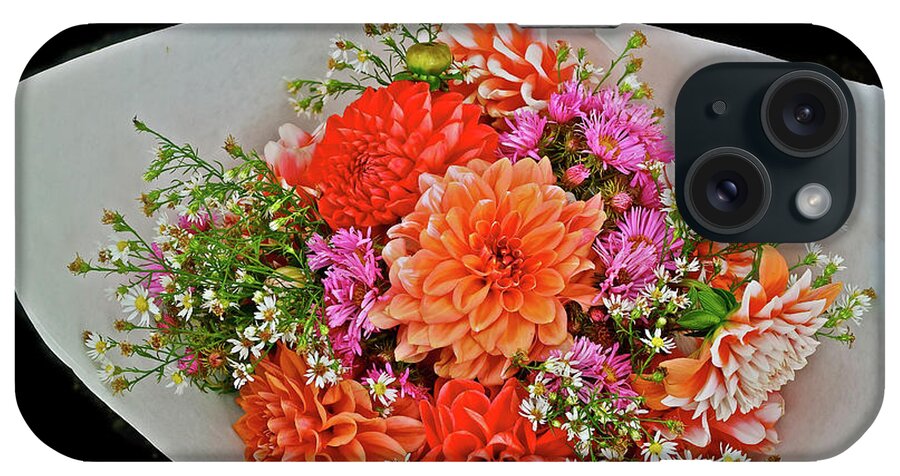 Dahlias iPhone Case featuring the photograph 2016 Monona Farmers' Market Early October Bouquet by Janis Senungetuk