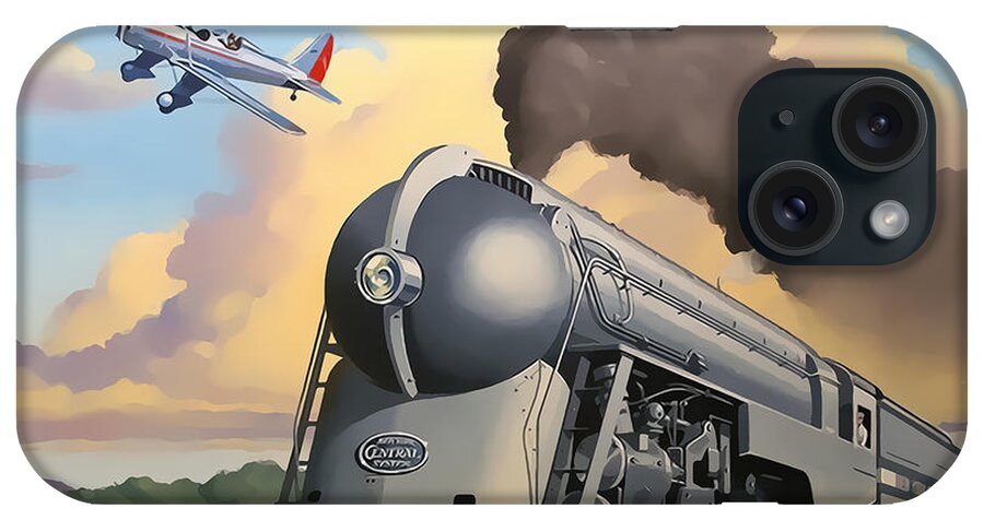 20th Century Limited iPhone Case featuring the digital art 20th Century Limited and Plane by Chuck Staley