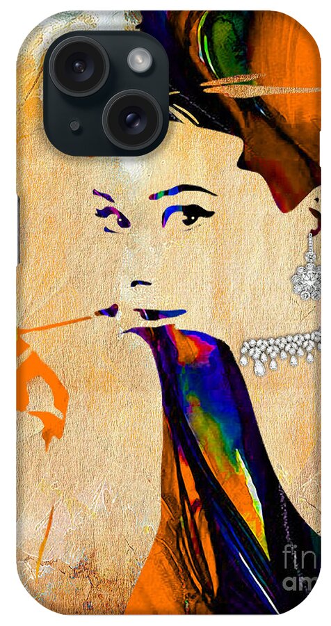 Audrey Hepburn iPhone Case featuring the mixed media Audrey Hepburn Collection #22 by Marvin Blaine
