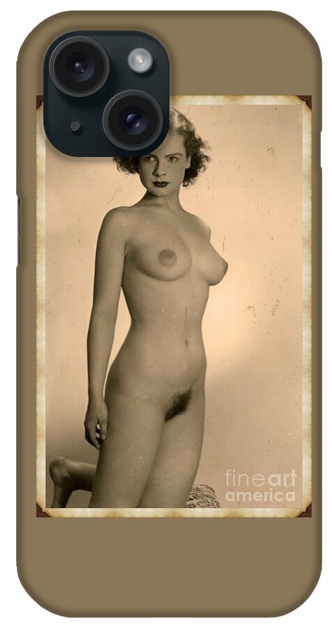 Vintage iPhone Case featuring the digital art Digital Ode to Vintage Nude by MB #22 by Esoterica Art Agency