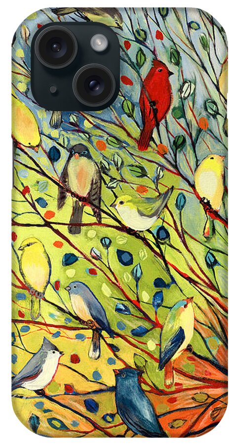 #faatoppicks iPhone Case featuring the painting 27 Birds by Jennifer Lommers