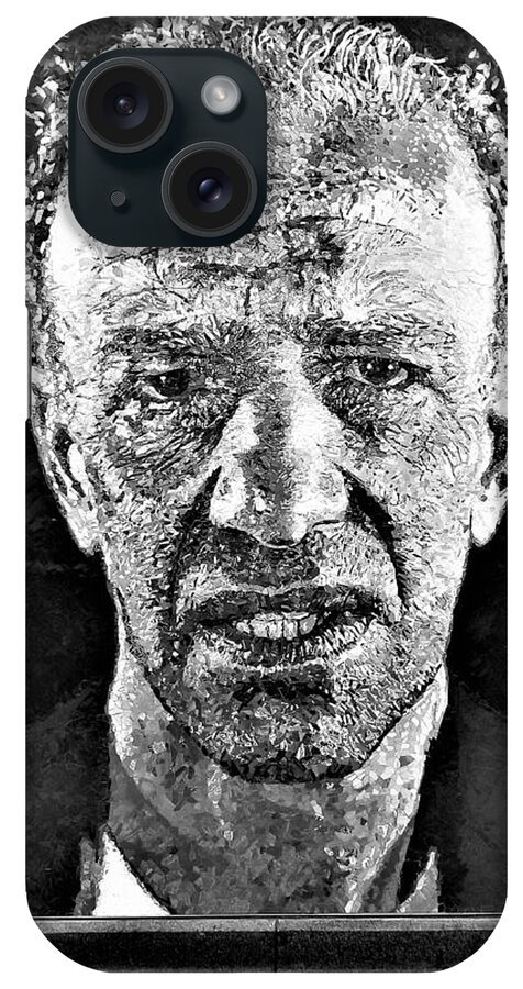 Art iPhone Case featuring the photograph 2nd Ave Subway Art Old Man B W by Rob Hans