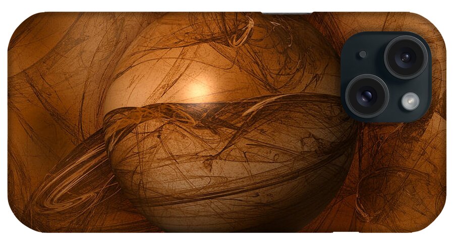 Brown iPhone Case featuring the digital art Abstract Brown Globe #4 by Henrik Lehnerer