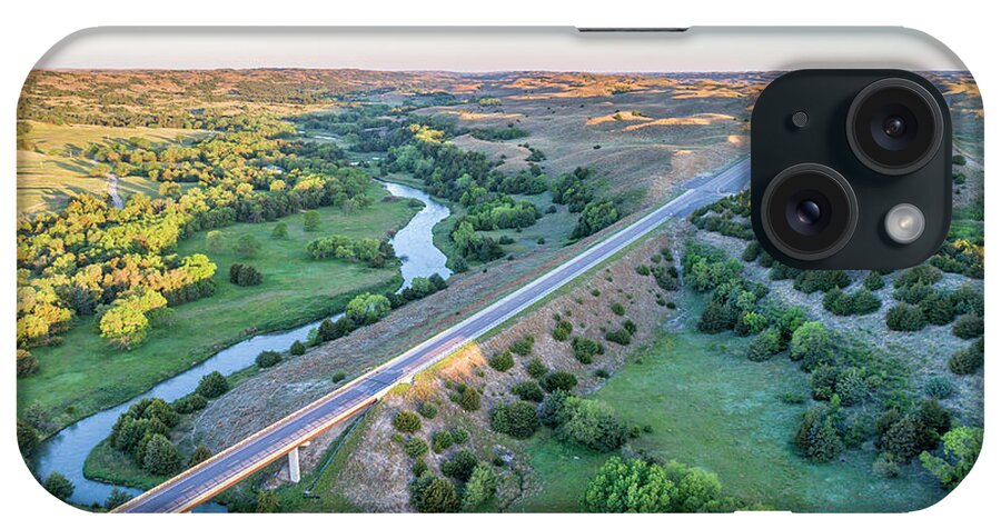 Dismal River iPhone Case featuring the photograph aerial view of Dismal River in Nebraska #3 by Marek Uliasz