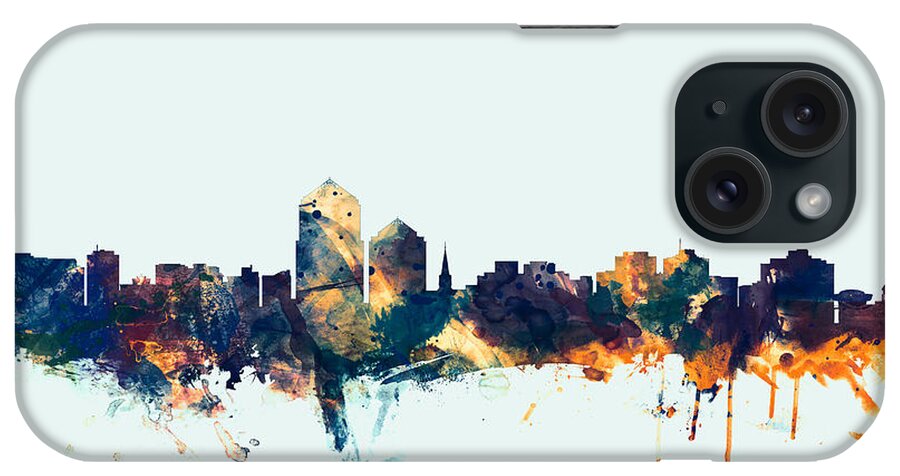 United States iPhone Case featuring the digital art Albuquerque New Mexico Skyline #3 by Michael Tompsett