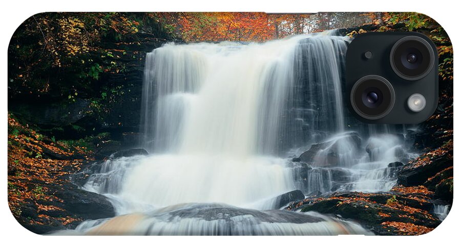 Autumn iPhone Case featuring the photograph Autumn waterfalls #3 by Songquan Deng