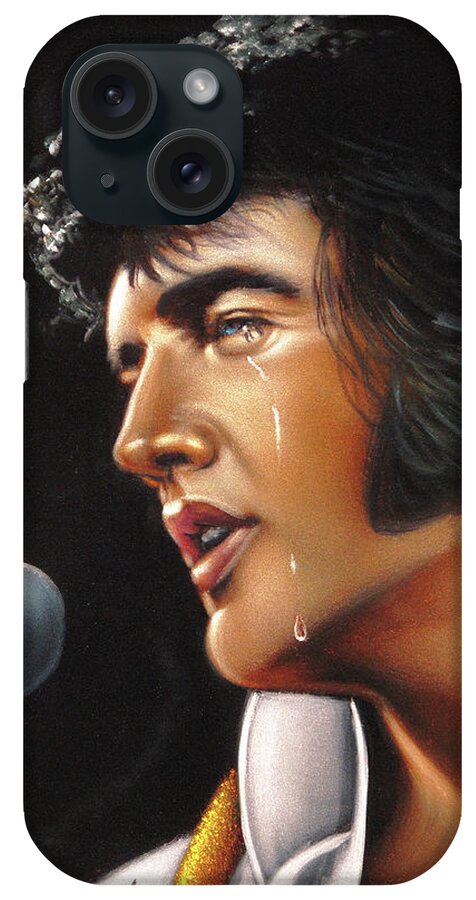 Velvet Painting iPhone Case featuring the painting Elvis Presley Portrait #4 by Argo