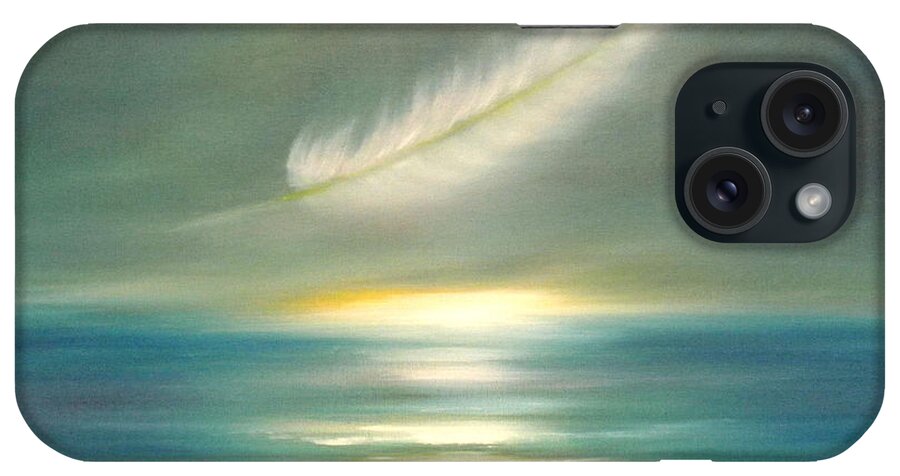 Sunset iPhone Case featuring the painting Feather at Sunset #3 by Gina De Gorna