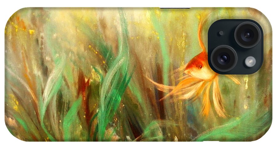 Fish iPhone Case featuring the painting Gold Fish #3 by Gina De Gorna