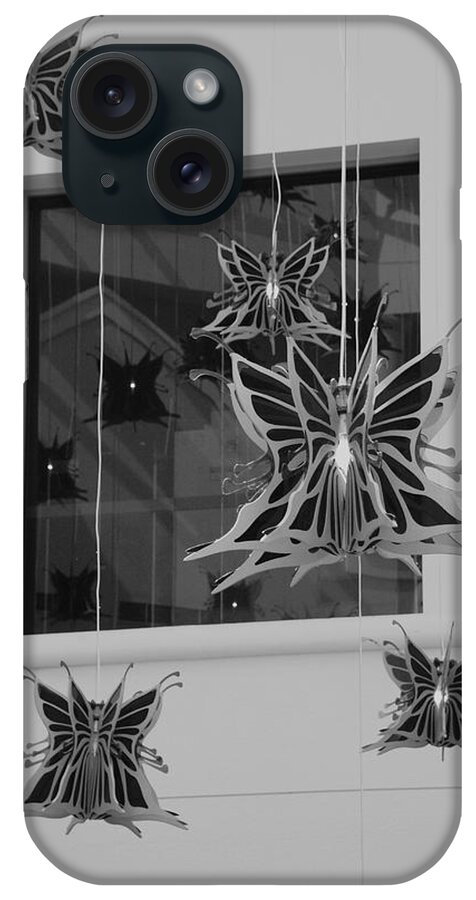 Black And White iPhone Case featuring the photograph Hanging Butterflies #3 by Rob Hans