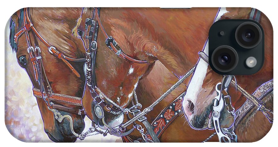Horse iPhone Case featuring the painting 3 Heads by Nadi Spencer