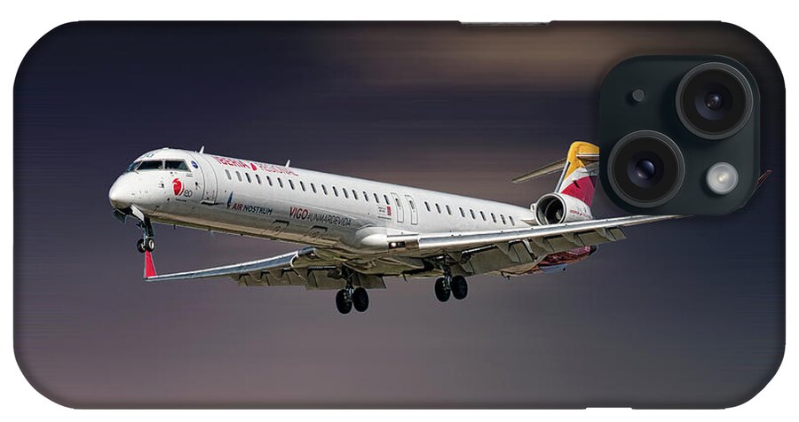 Iberia iPhone Case featuring the mixed media Iberia Regional Bombardier CRJ-1000 #3 by Smart Aviation