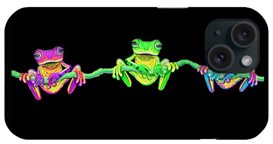 3 Little Frogs iPhone Case featuring the painting 3 Little Frogs by Nick Gustafson