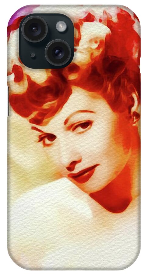 Lucille iPhone Case featuring the painting Lucille Ball, Vintage Actress #3 by Esoterica Art Agency