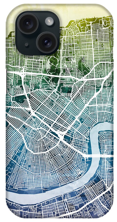 Street Map iPhone Case featuring the digital art New Orleans Street Map #3 by Michael Tompsett