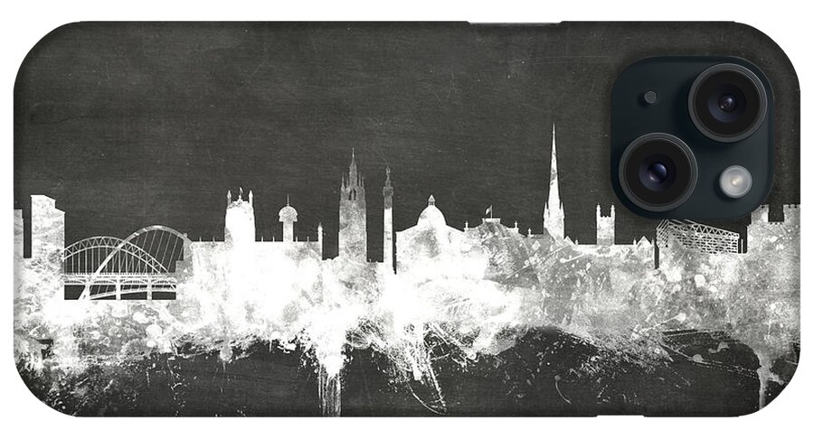 City iPhone Case featuring the digital art Newcastle England Skyline #3 by Michael Tompsett