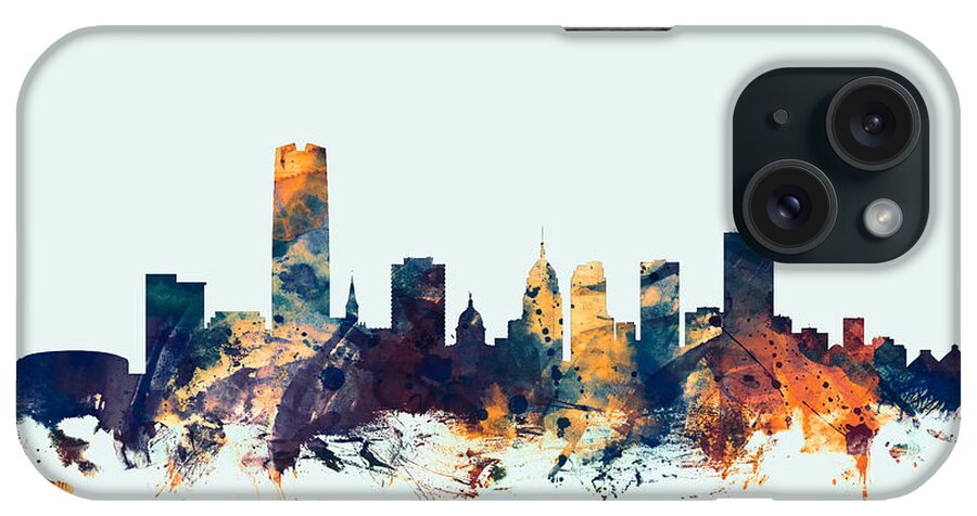 United States iPhone Case featuring the digital art Oklahoma City Skyline #3 by Michael Tompsett