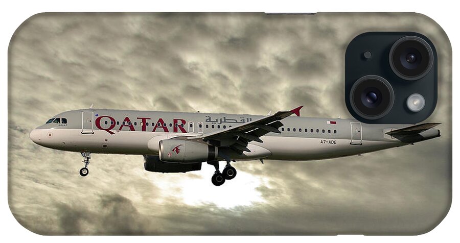 Qatar iPhone Case featuring the photograph Qatar Airways Airbus A320-232 #3 by Smart Aviation