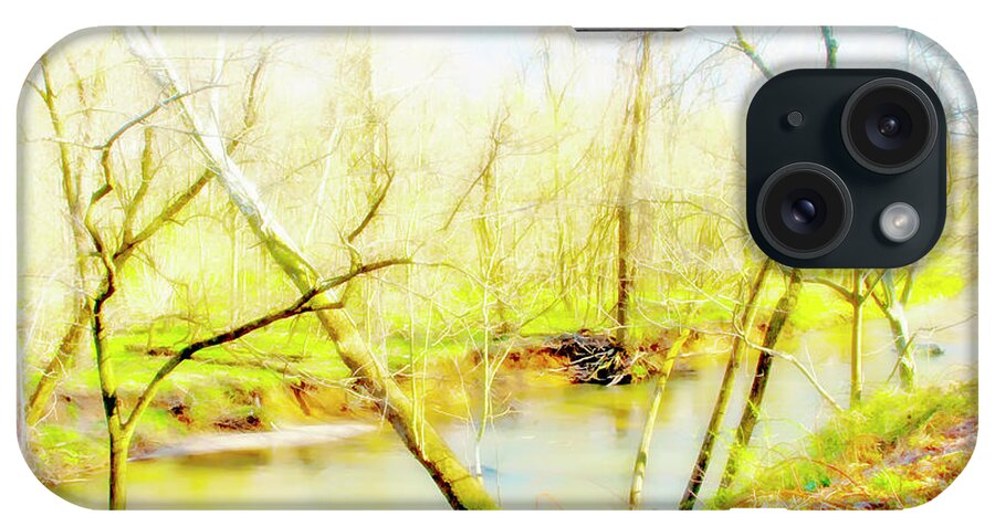 Stream iPhone Case featuring the digital art Stream in Spring, Montgomery County, Pennsylvania #3 by A Macarthur Gurmankin