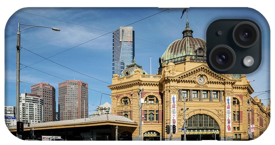 Architecture iPhone Case featuring the photograph Street Scene Outside Flinders Street Station In Central Melbourn #3 by JM Travel Photography