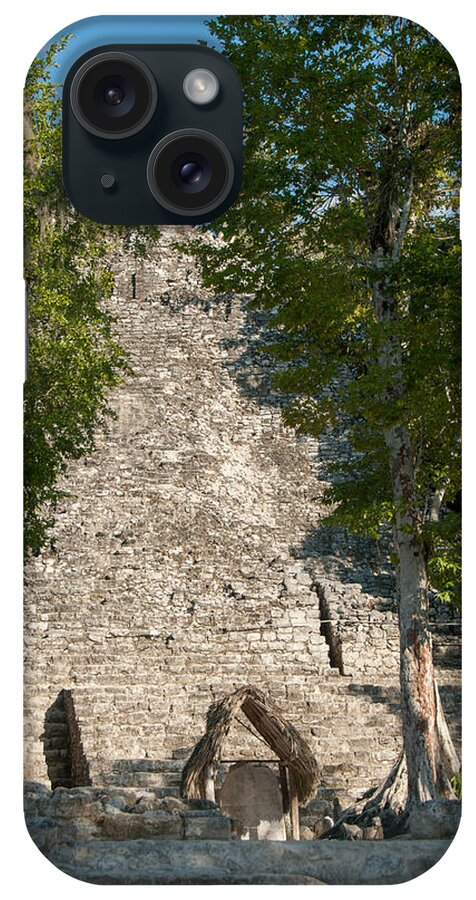 Mexico Quintana Roo iPhone Case featuring the digital art The Church at Grupo Coba At the Coba Ruins #3 by Carol Ailles