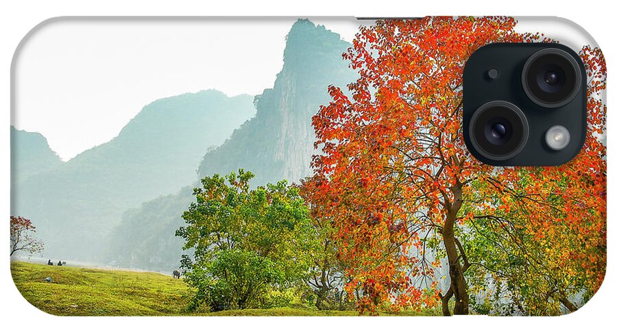 Red iPhone Case featuring the photograph The colorful autumn scenery #3 by Carl Ning