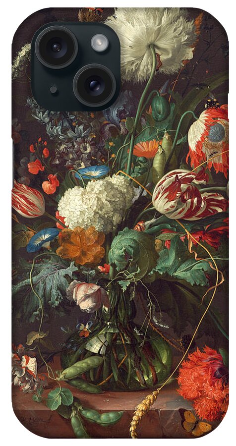 Jan Davidsz De Heem iPhone Case featuring the painting Vase of Flowers #3 by Jan Davidsz de Heem