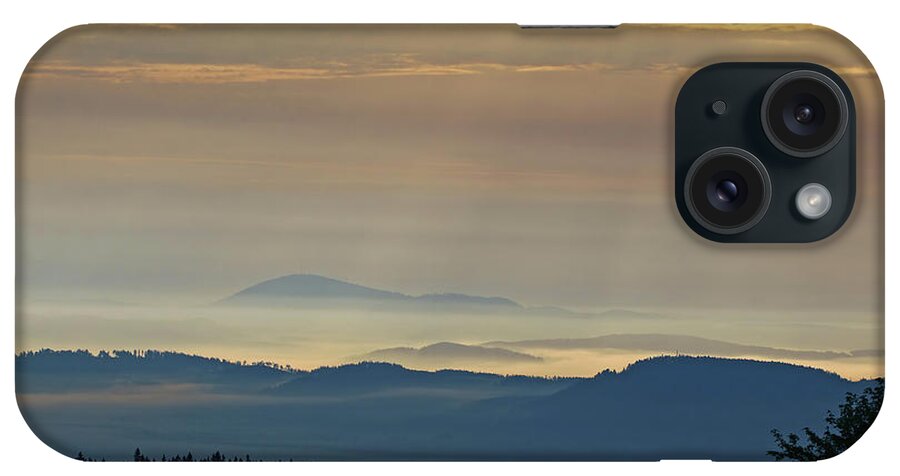 Scenery iPhone Case featuring the photograph Wooded hills in the morning sun and fog #3 by Michal Boubin