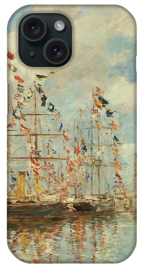 Eugne Boudin iPhone Case featuring the painting Yacht Basin At Trouville-Deauville #3 by Eugene Boudin