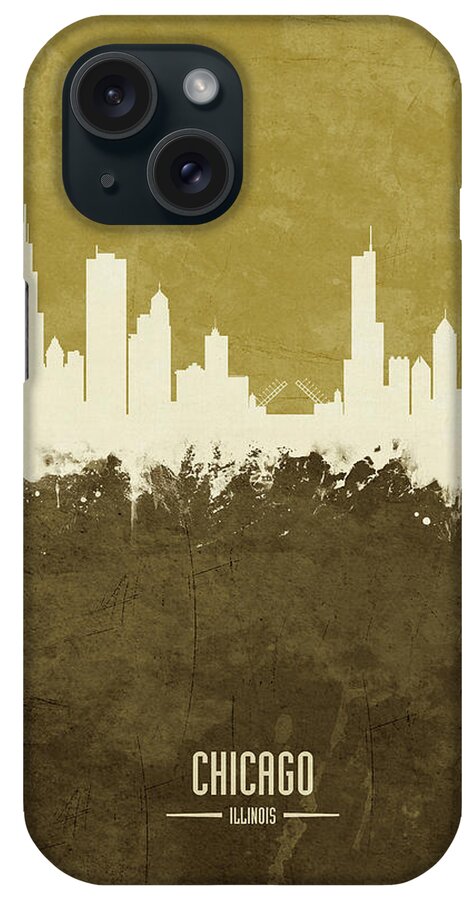 Chicago iPhone Case featuring the digital art Chicago Illinois Skyline #30 by Michael Tompsett
