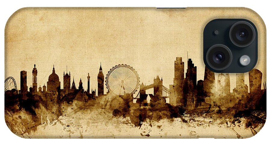 London iPhone Case featuring the digital art London England Skyline #34 by Michael Tompsett