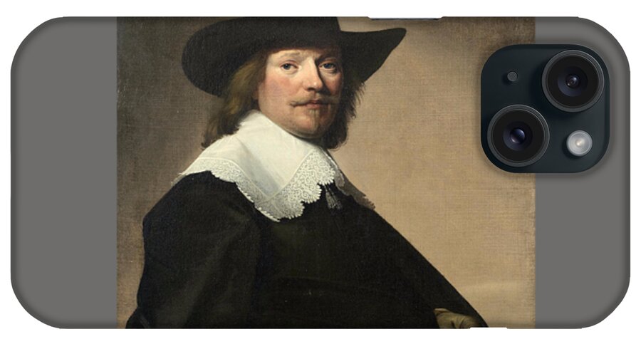 Johannes Cornelisz. Verspronck (haarlem Circa 1606-1662) Portrait Of A Gentleman iPhone Case featuring the painting Portrait of a gentleman #34 by MotionAge Designs