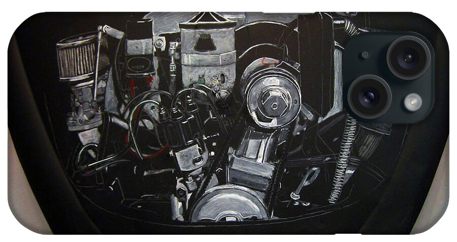 Vw iPhone Case featuring the painting 356 Porsche Engine on a VW Cover by Richard Le Page