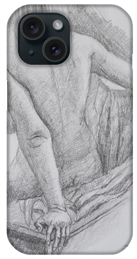Nude iPhone Case featuring the drawing Nude study #37 by Masami Iida