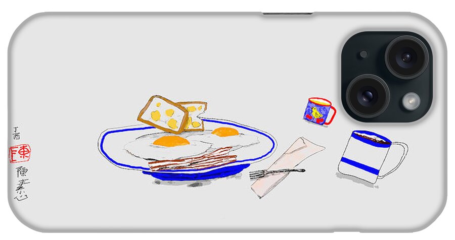 Breakfast Plate. 3d iPhone Case featuring the digital art 3D breakfast by Debbi Saccomanno Chan