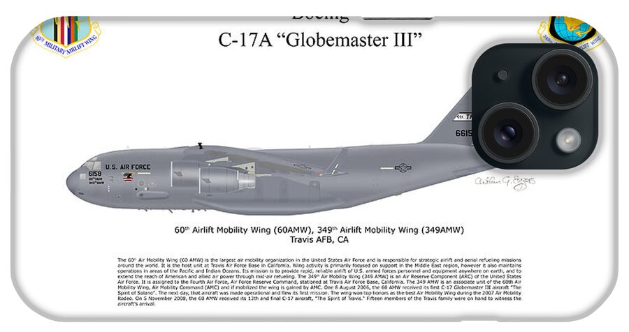 Boeing iPhone Case featuring the digital art Boeing C-17 Globemaster III #10 by Arthur Eggers